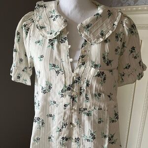 The Keira Collared Button-Front Blouse by Pilcro